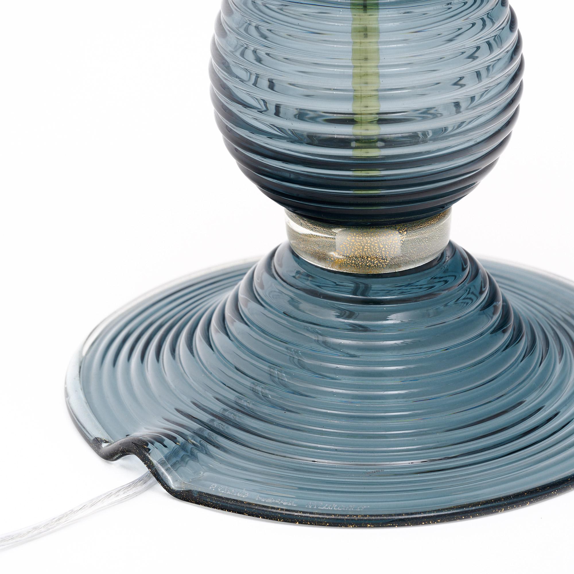 Paire de lampes de table en verre gris de Murano en vente 2