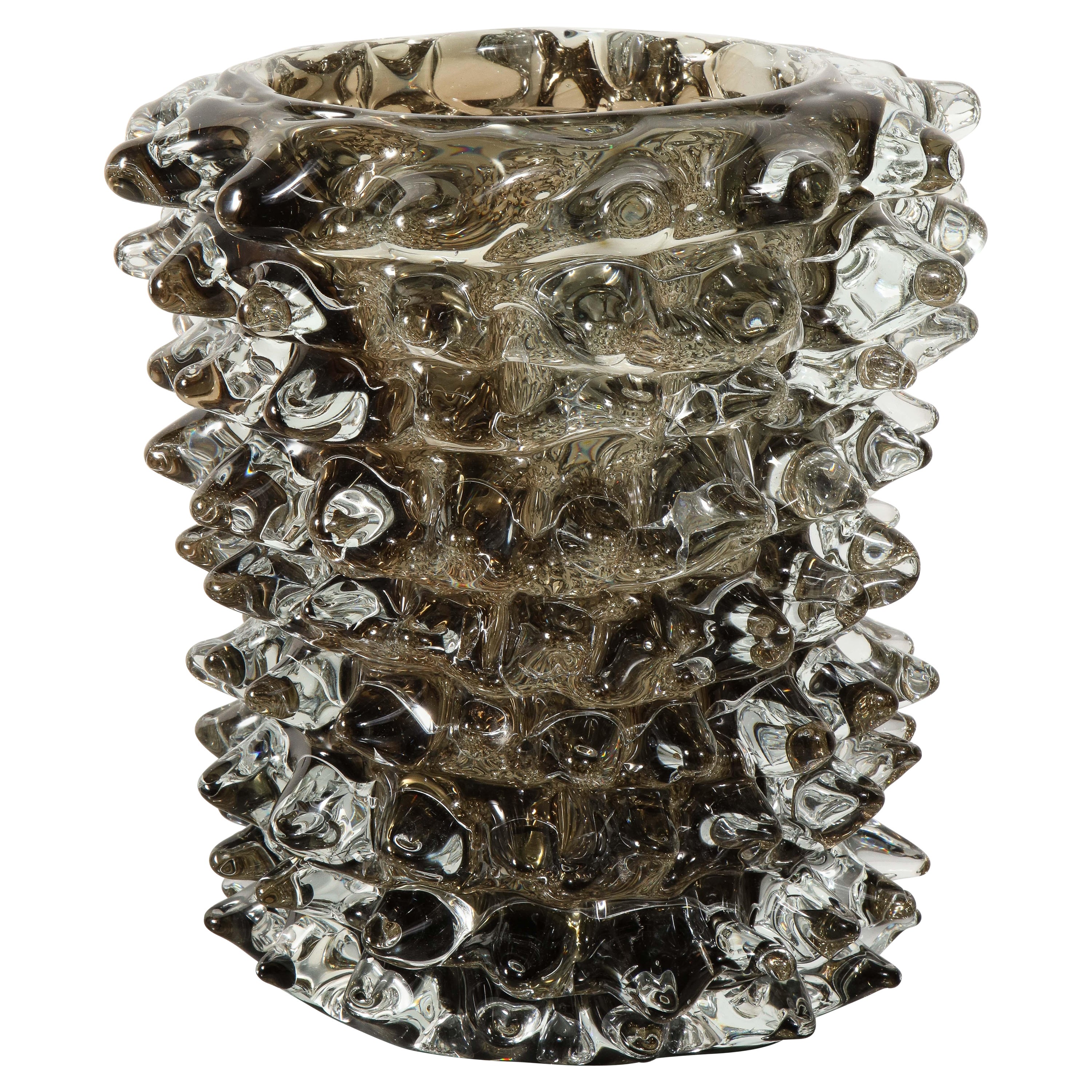 Vase "Rostrate" en verre gris de Murano