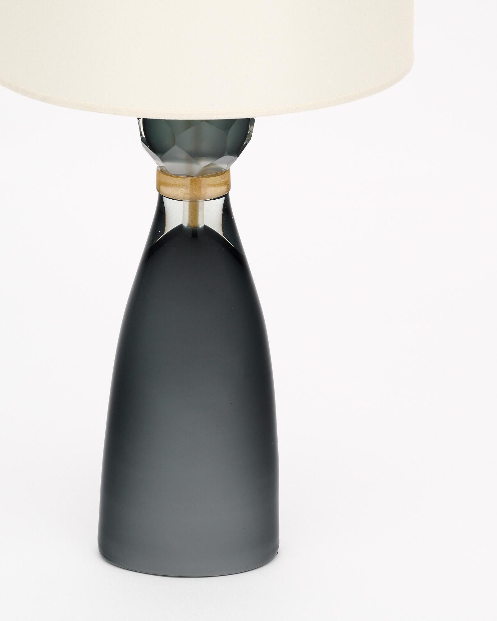 Mid-Century Modern Murano Gray Glass Table Lamps For Sale
