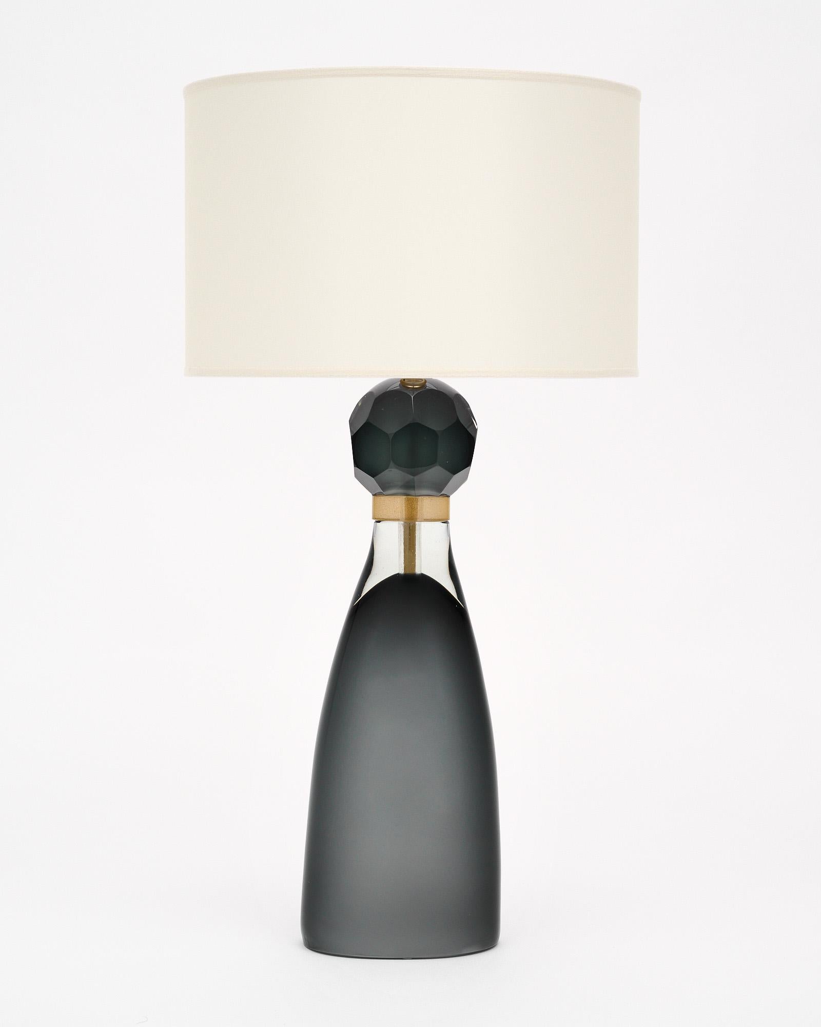 Murano Gray Glass Table Lamps For Sale 2