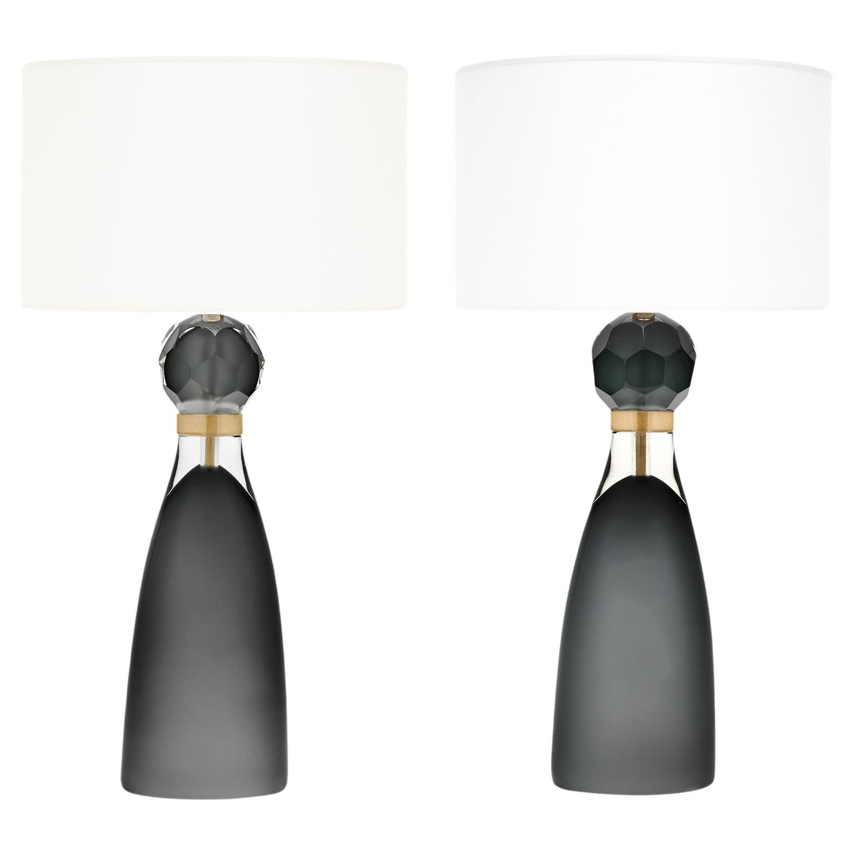 Murano Gray Glass Table Lamps For Sale