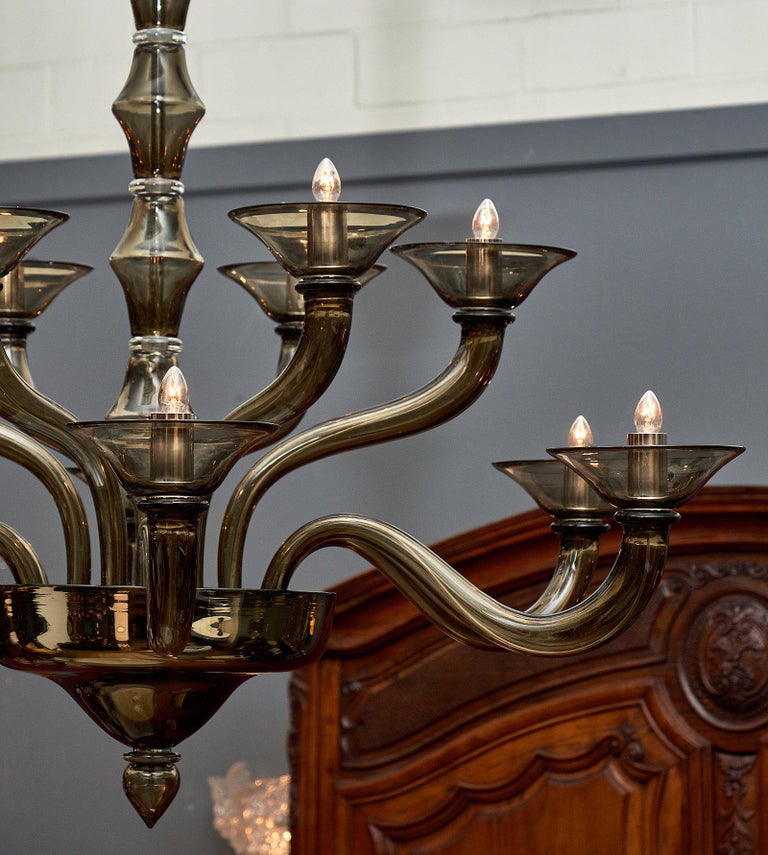 Murano Gray Mercury Glass Chandelier at 1stDibs