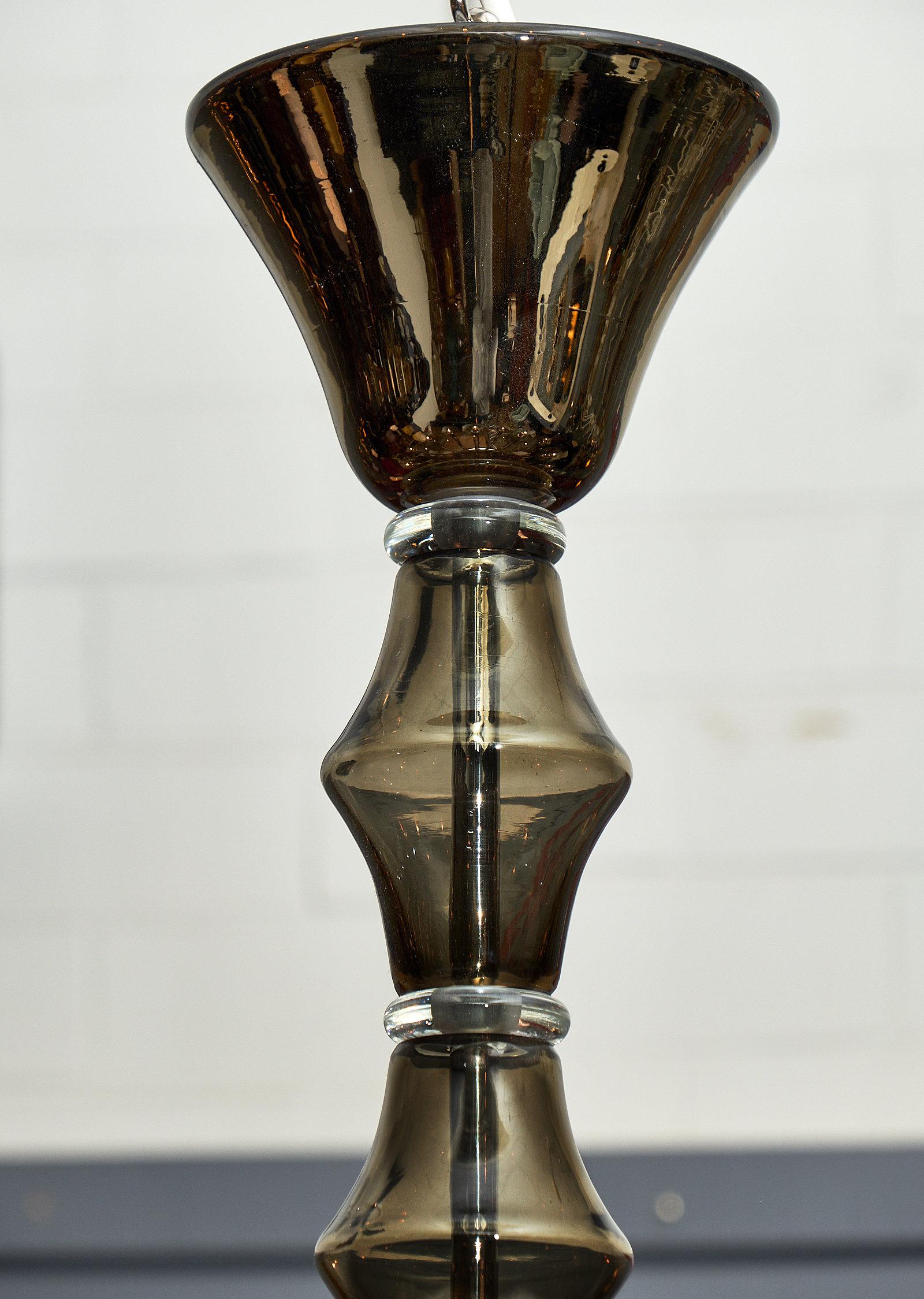 Contemporary Murano Gray Mercury Glass Chandelier