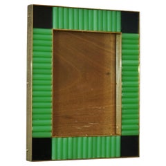 Murano Green and Black Color Glass and Brass Mid-Century Picture Frames, 2000