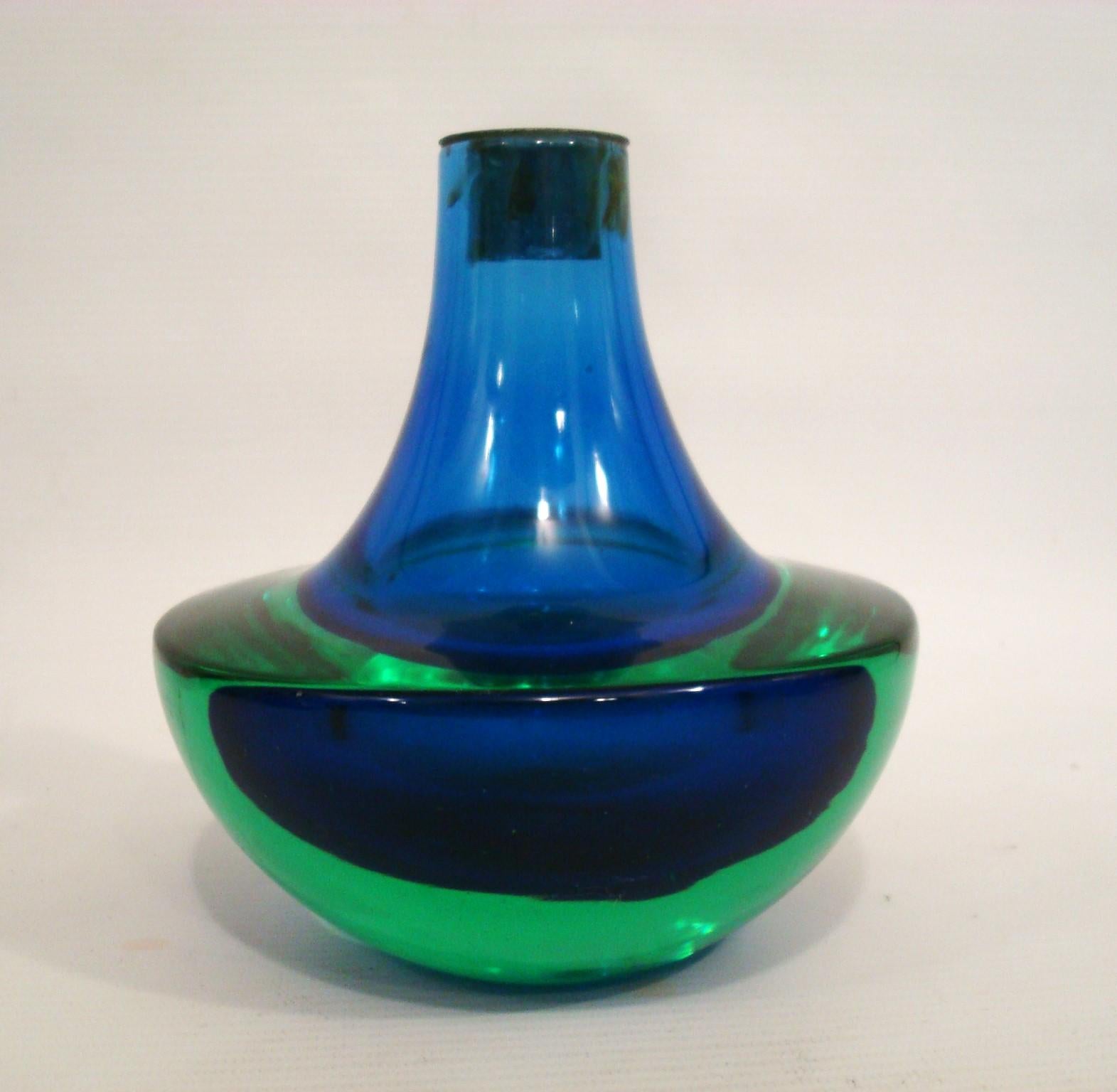 Murano Green and Blue Glass Mid-Century Candelabras / Candle Holders. Italy 1970 For Sale 2