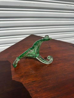Murano Green and Clear Handblown Flower