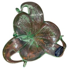 Murano Green and Clear Handblown Flower