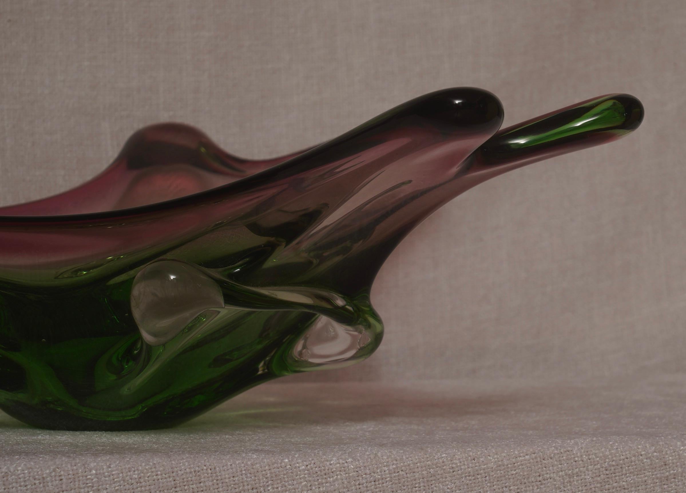 Murano Übertopf grün und rosa, 1990 im Angebot 3