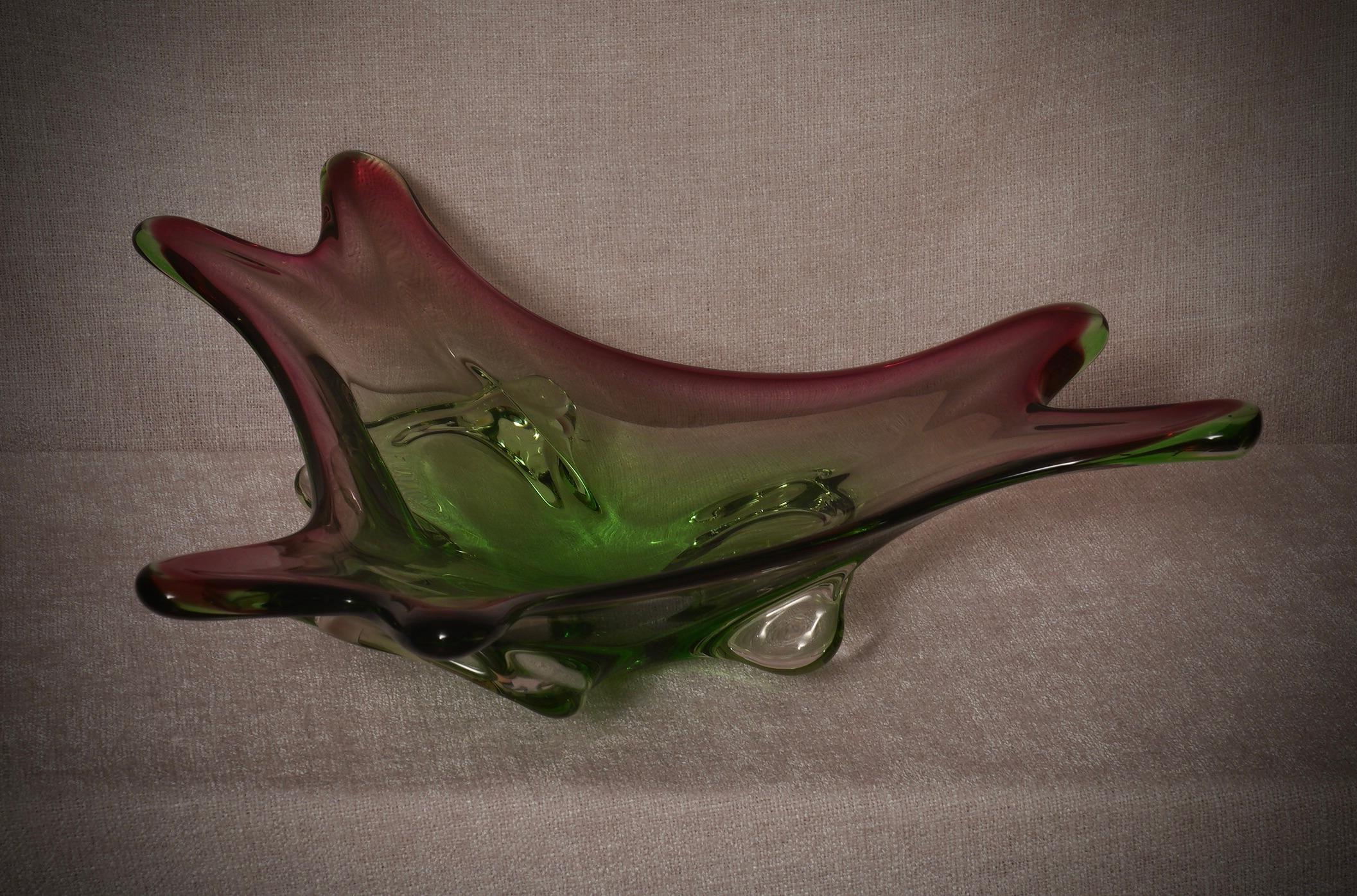 Murano Übertopf grün und rosa, 1990 im Angebot 4