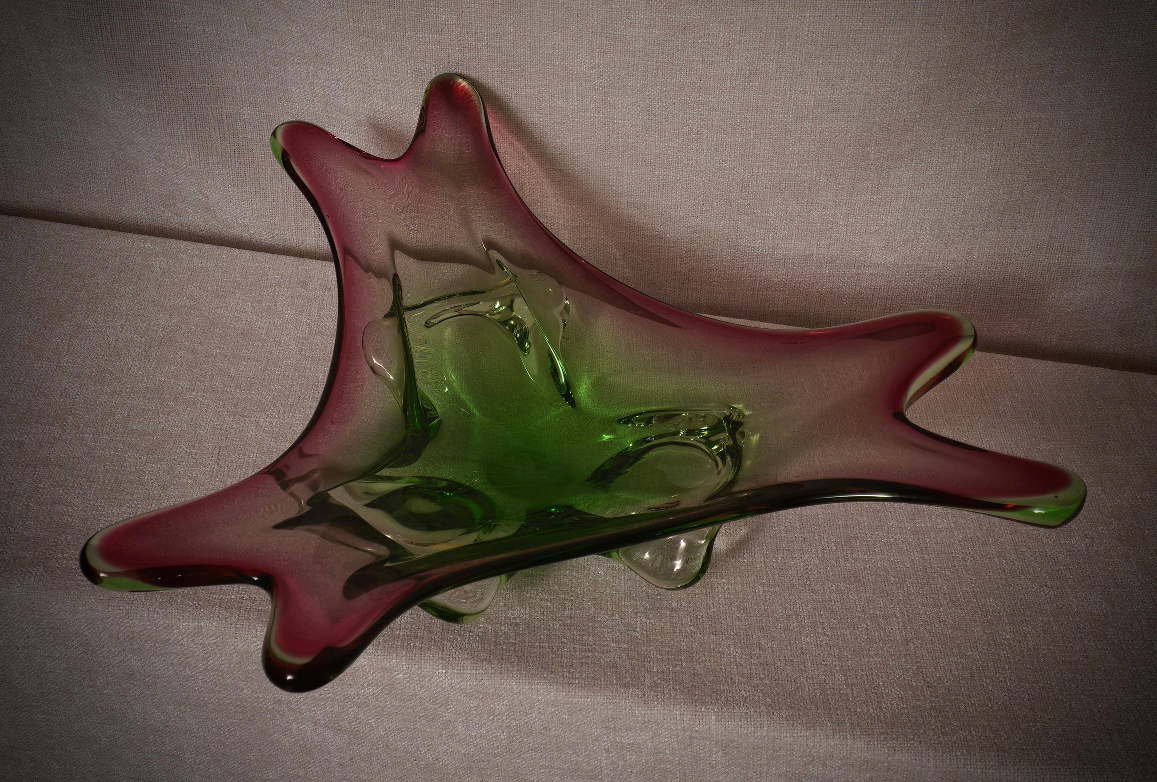 Murano Übertopf grün und rosa, 1990 (Moderne der Mitte des Jahrhunderts) im Angebot