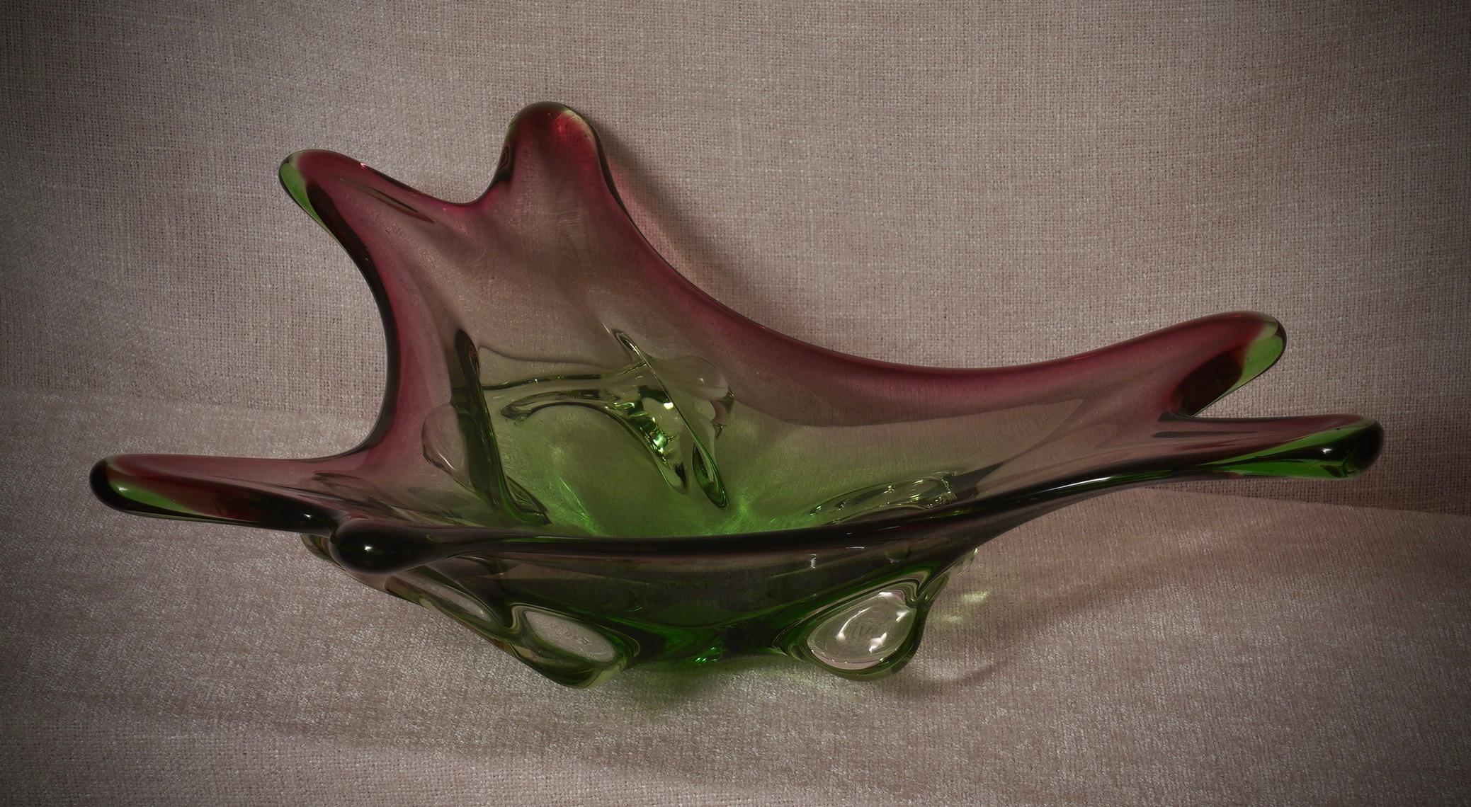 Murano Übertopf grün und rosa, 1990 (Italienisch) im Angebot