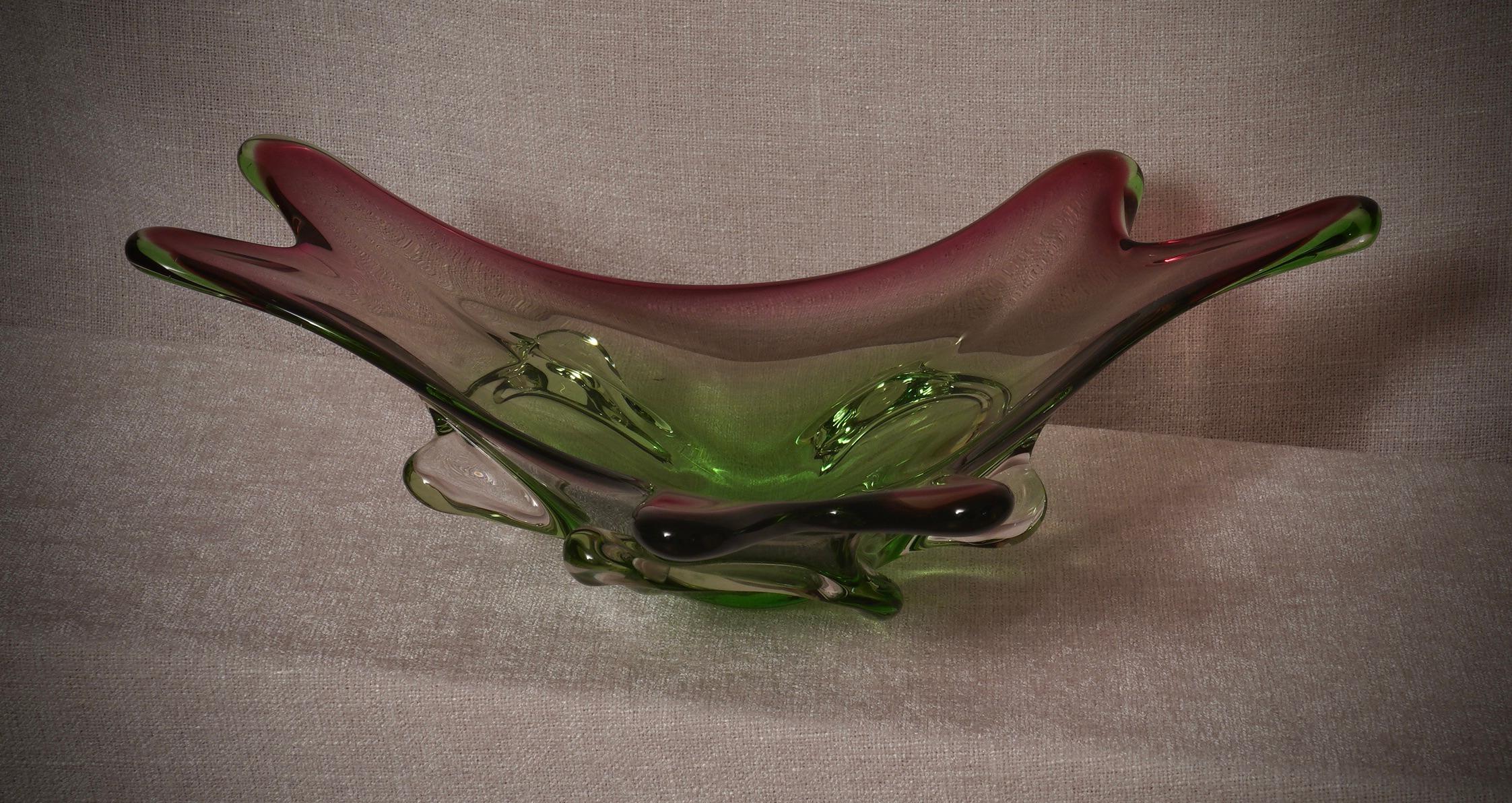 Murano Übertopf grün und rosa, 1990 im Zustand „Gut“ im Angebot in Roma, Lazio