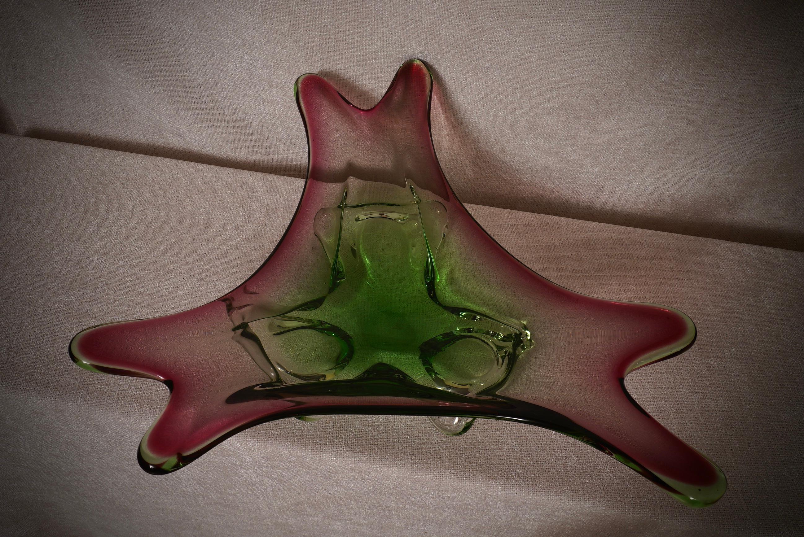 Murano Übertopf grün und rosa, 1990 (Ende des 20. Jahrhunderts) im Angebot