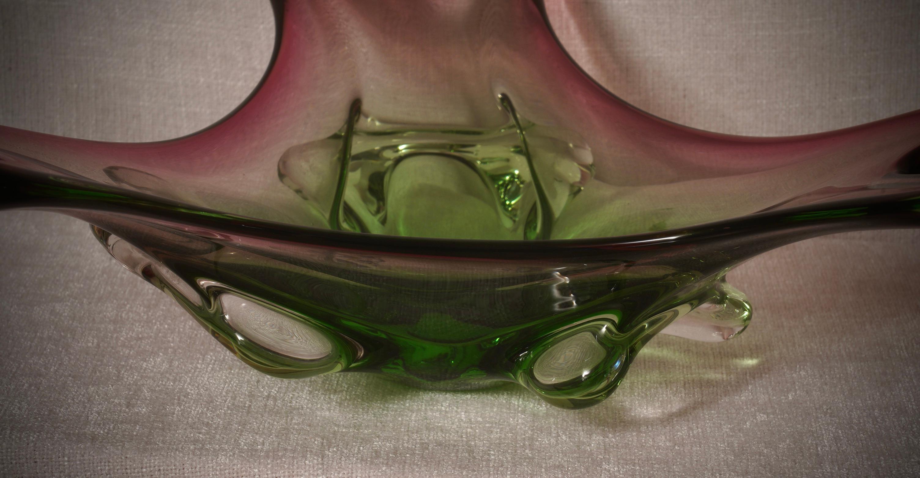 Murano Übertopf grün und rosa, 1990 im Angebot 1