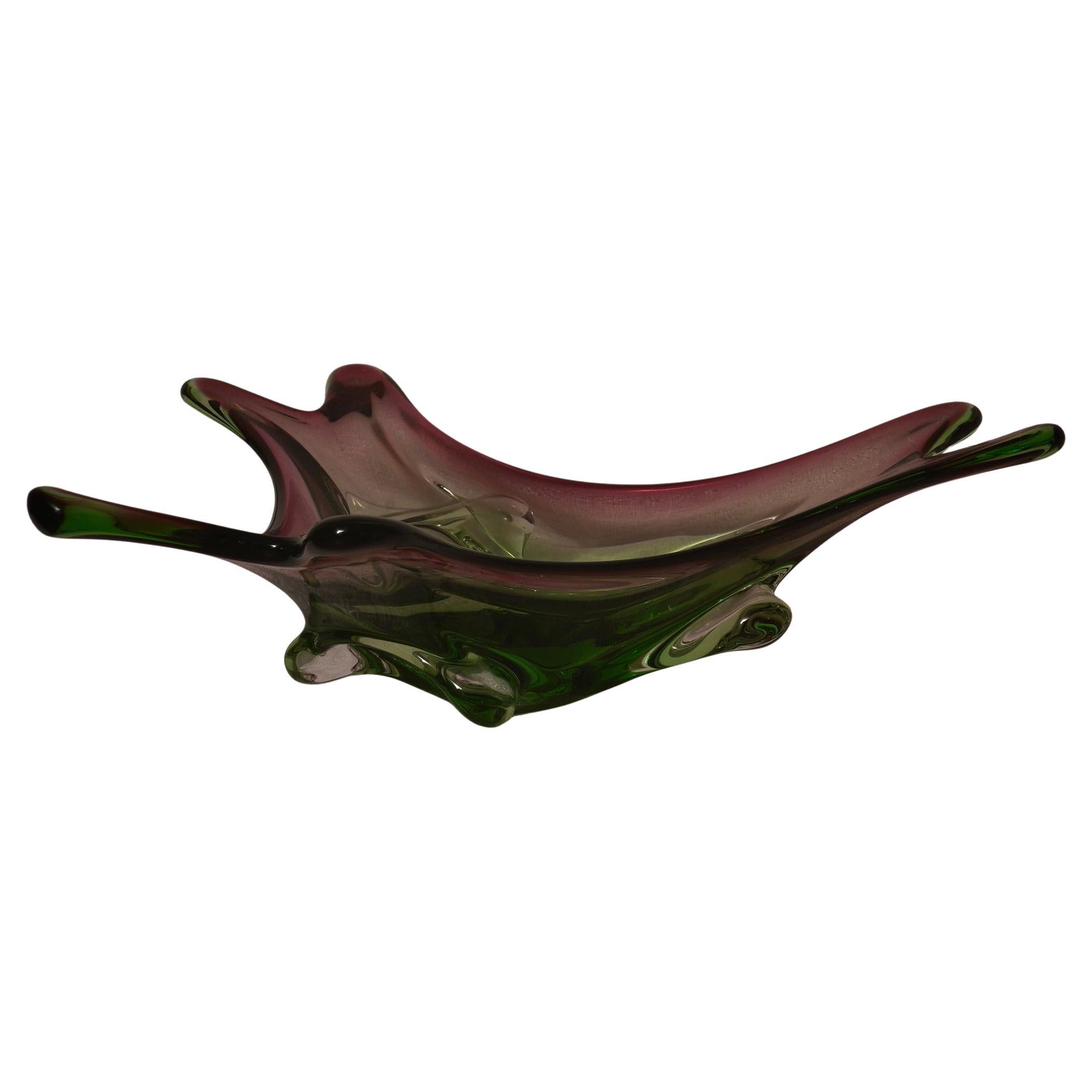 Murano Übertopf grün und rosa, 1990 im Angebot