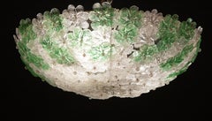 Murano Green and Trasparent Ceiling Light Flower by Barovier, 1960