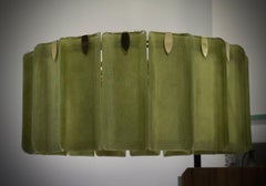 Murano Green Art Glass and Brass Chandelier and Pendant, 2000