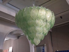 Murano Green Art Glass Italian Art Deco Chandeliers and Pendant, circa 1990