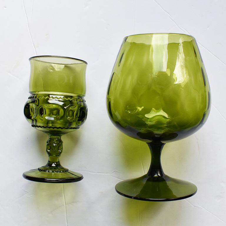 Murano Green Art Glass Italian Service Dinnerware Plate Set Italy 28 pieces 4