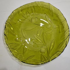 Murano Green Art Glass Italian Service Dinnerware Plate Set Italy 28 pieces