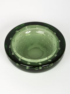 Murano Green Ashtray Bowl with Air Bubbles by Archimede Seguso, Italy, C.1960