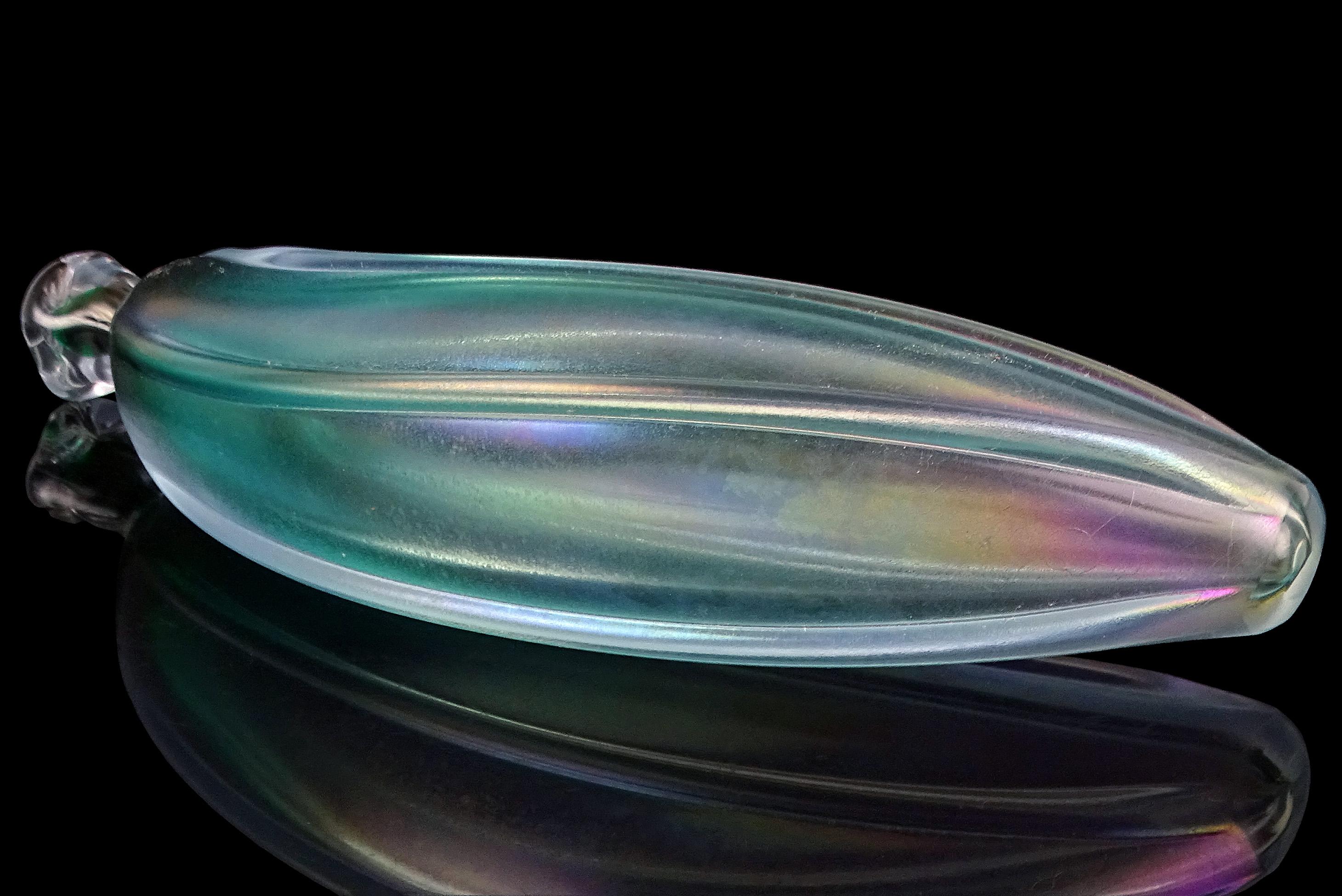 The Artful Green Blu Oro Iridescente di Murano Scultura di frutta mela banana in vetro artistico italiano In condizioni buone in vendita a Kissimmee, FL