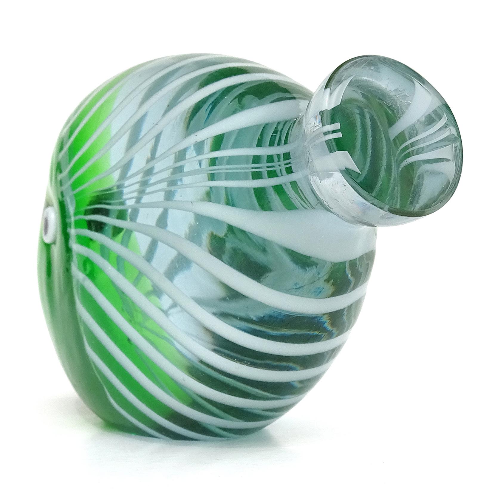 Murano Green Blue White Fenicio Italian Art Glass Fish Paperweight Figurine 1
