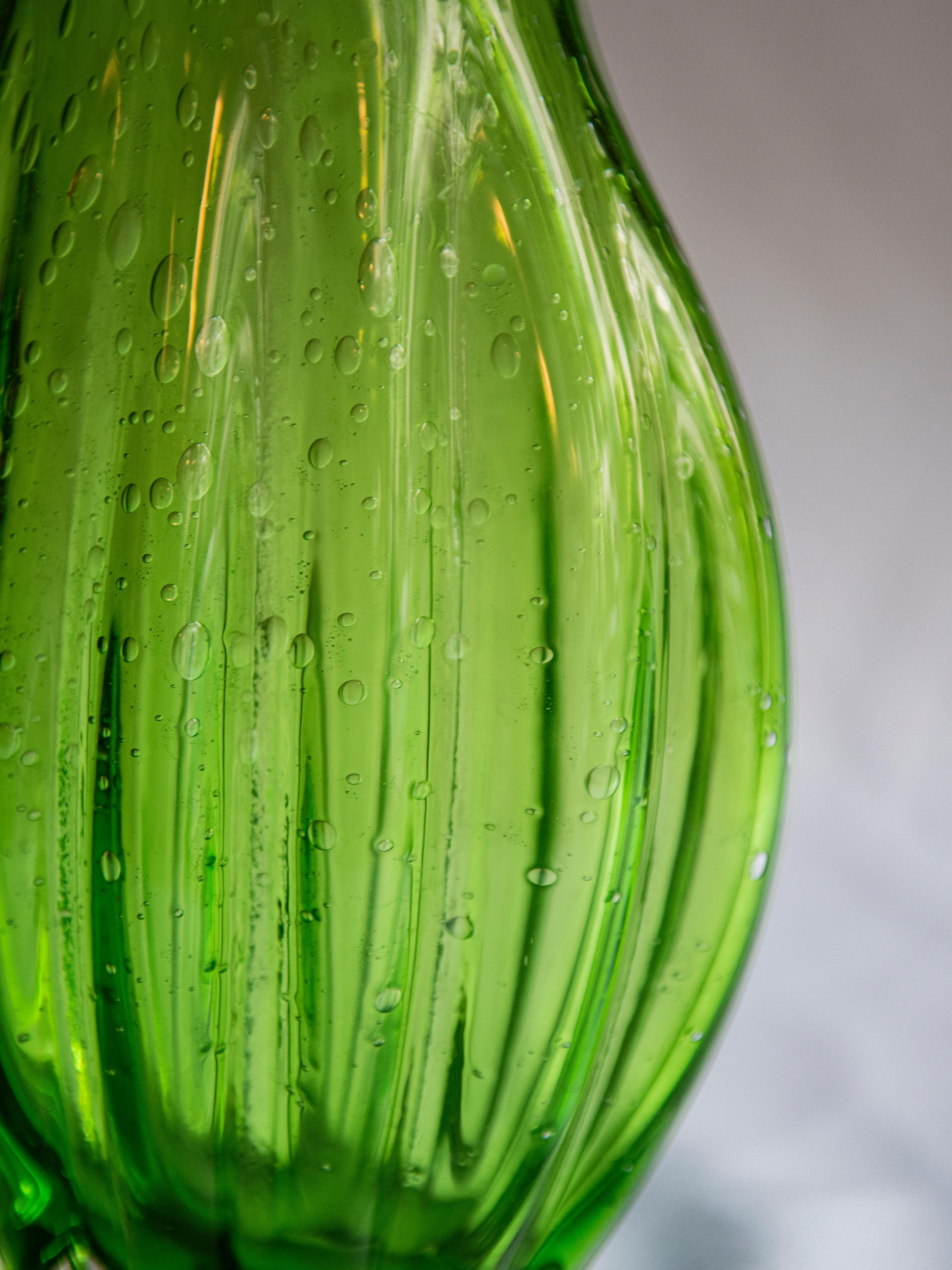 vintage murano green glass vase