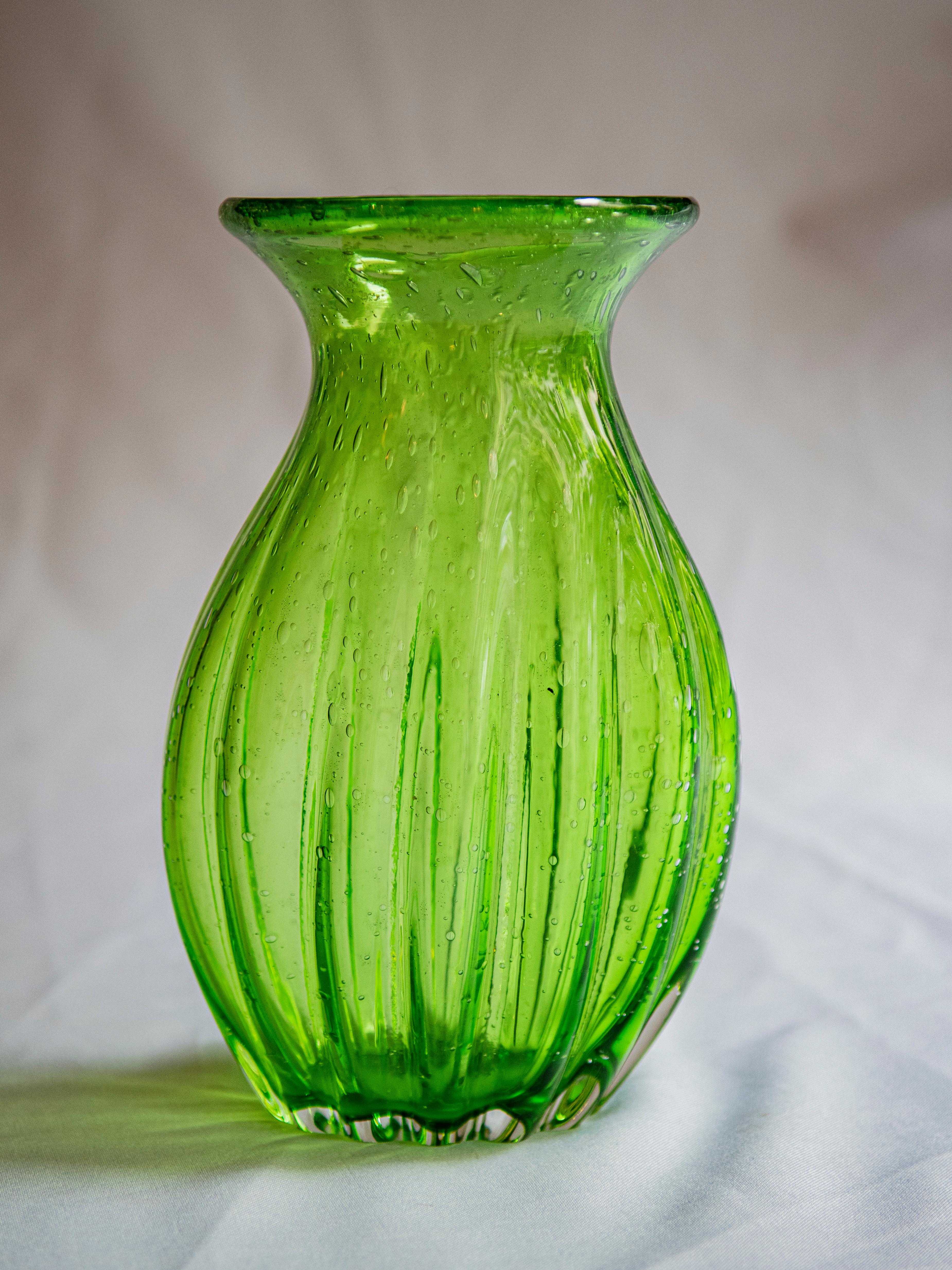 light green glass vase