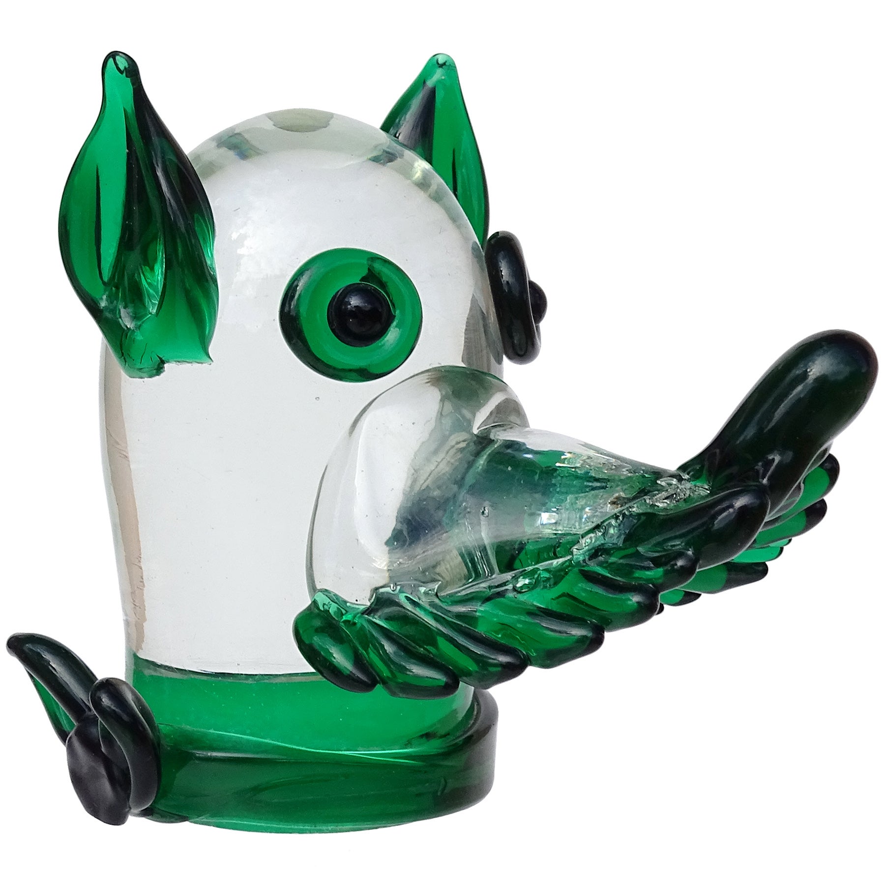 Murano Green Clear Italian Art Glass Terrier Scotty Puppy Dog Paperweight Figure For Sale