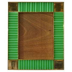 Murano Green Color Glass and Brass Mid-Century Picture Frames, 2000