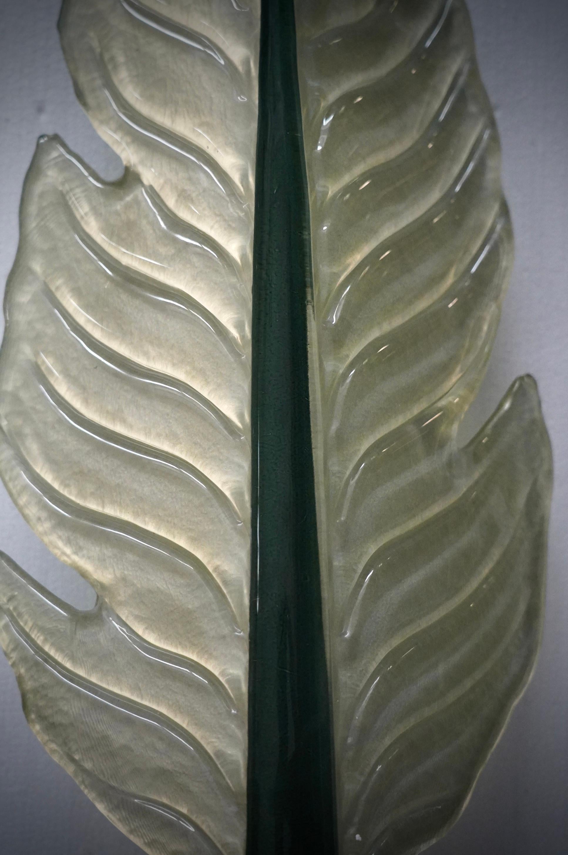 Late 20th Century Murano Green Glass and Brass Wall Light and Sconces, 1980 For Sale