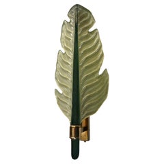 Murano Green Glass and Brass Wall Light and Sconces, 1980