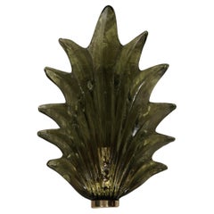 Murano Green Glass and Brass Wall Light and Sconces, 1990