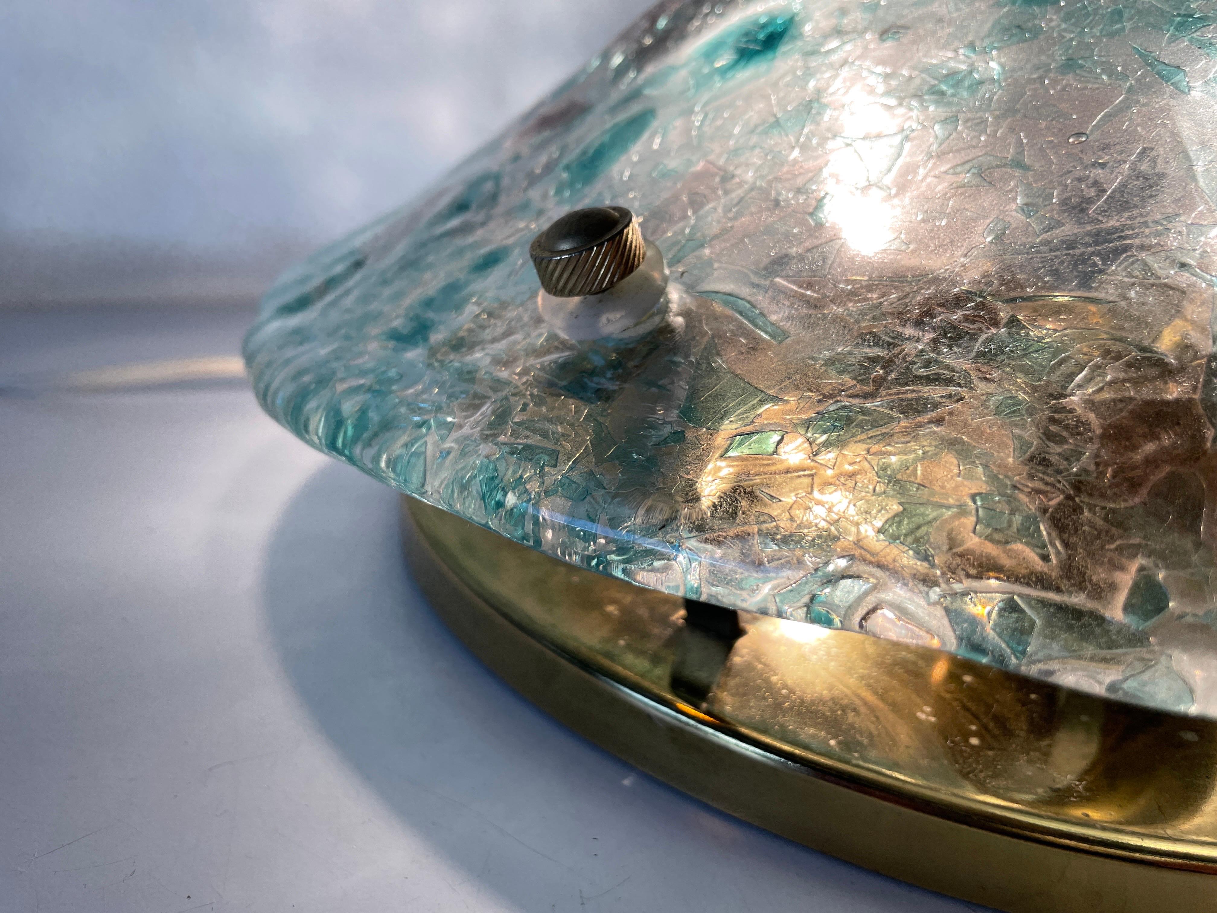 Murano Green Glass Conic Shaped Ceiling Lamp, 1970s, Italy For Sale 3