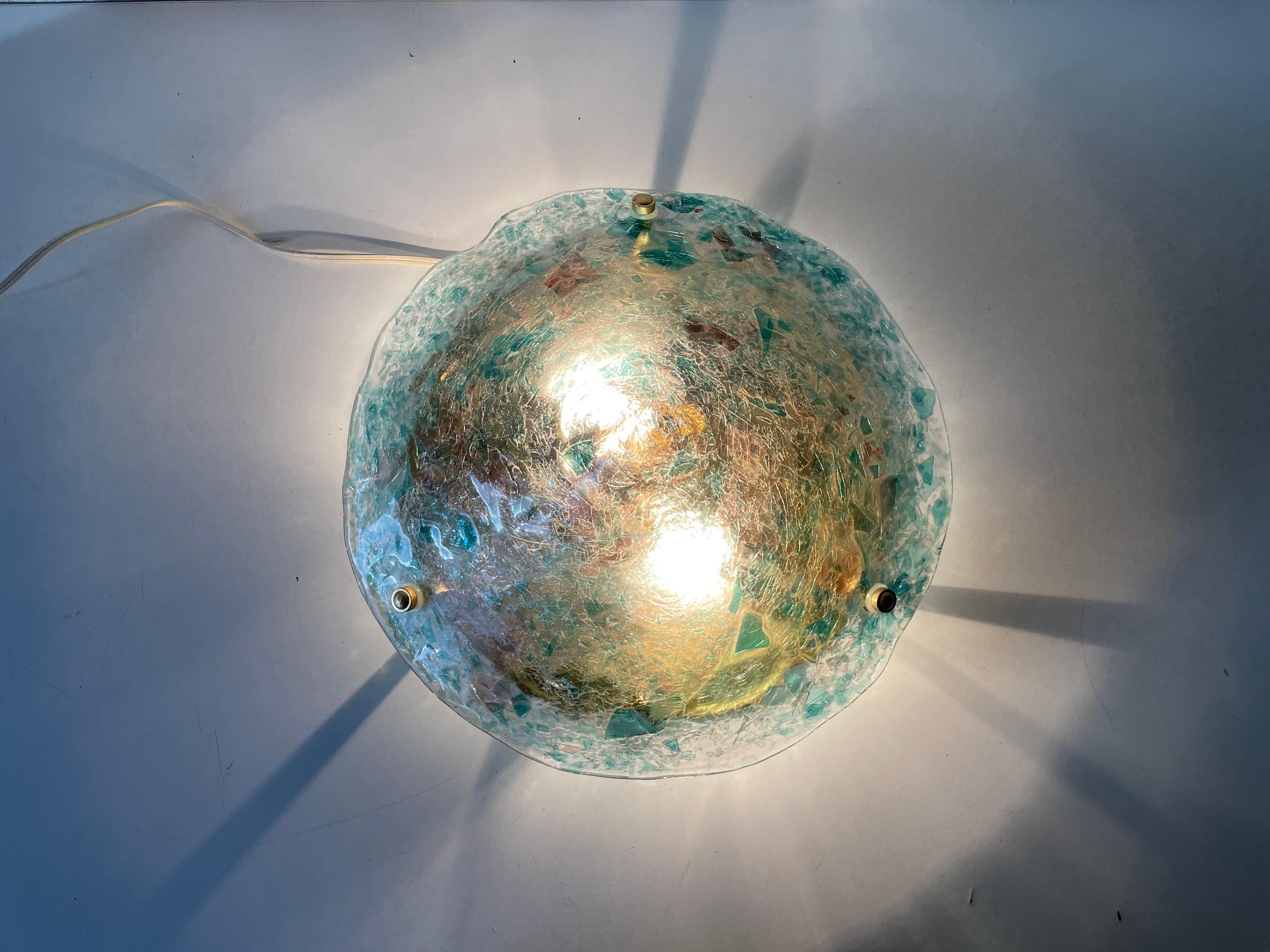 Murano Green Glass Conic Shaped Ceiling Lamp, 1970s, Italy For Sale 4