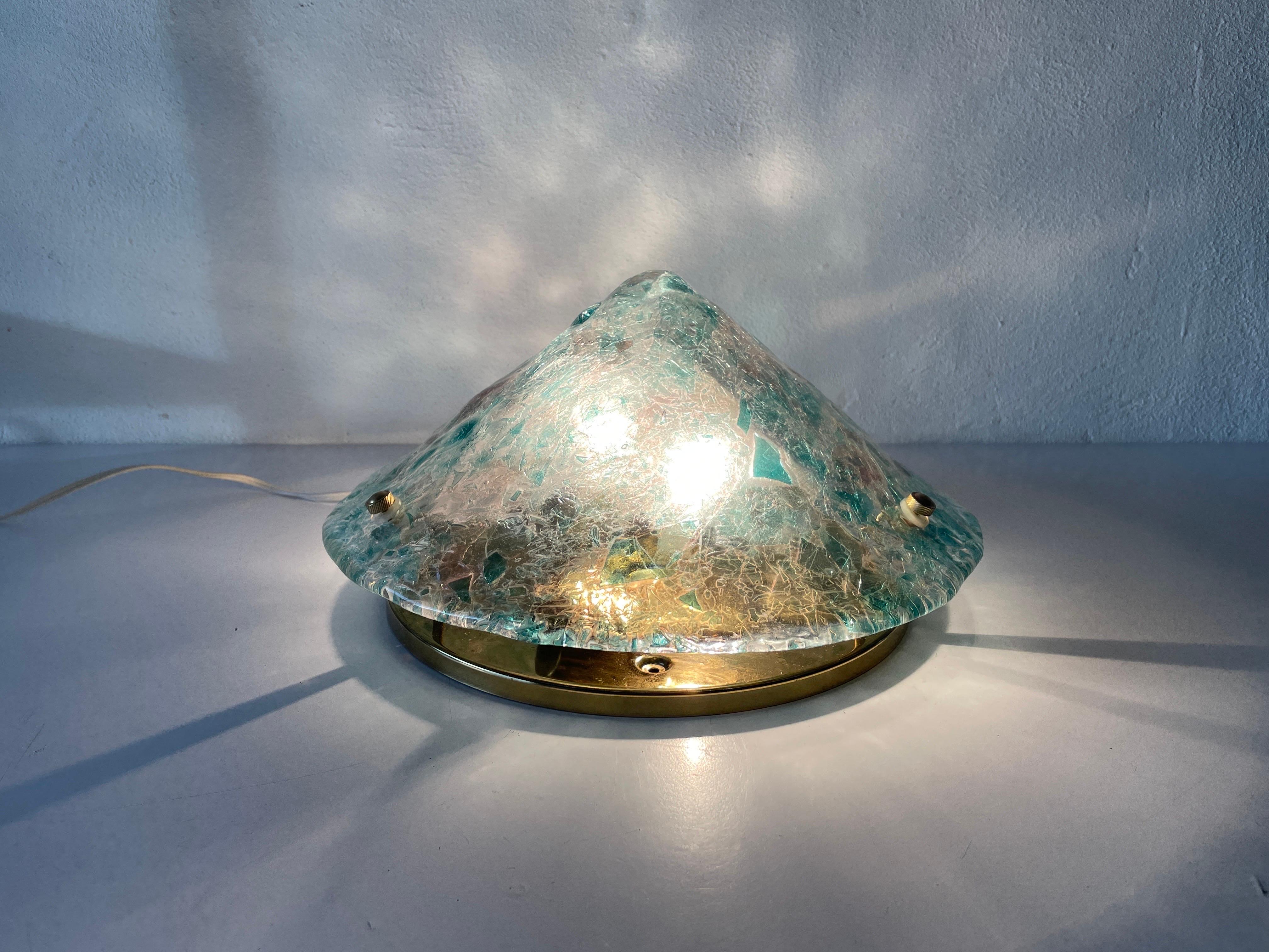 Murano Green Glass Conic Shaped Ceiling Lamp, 1970s, Italy For Sale 1