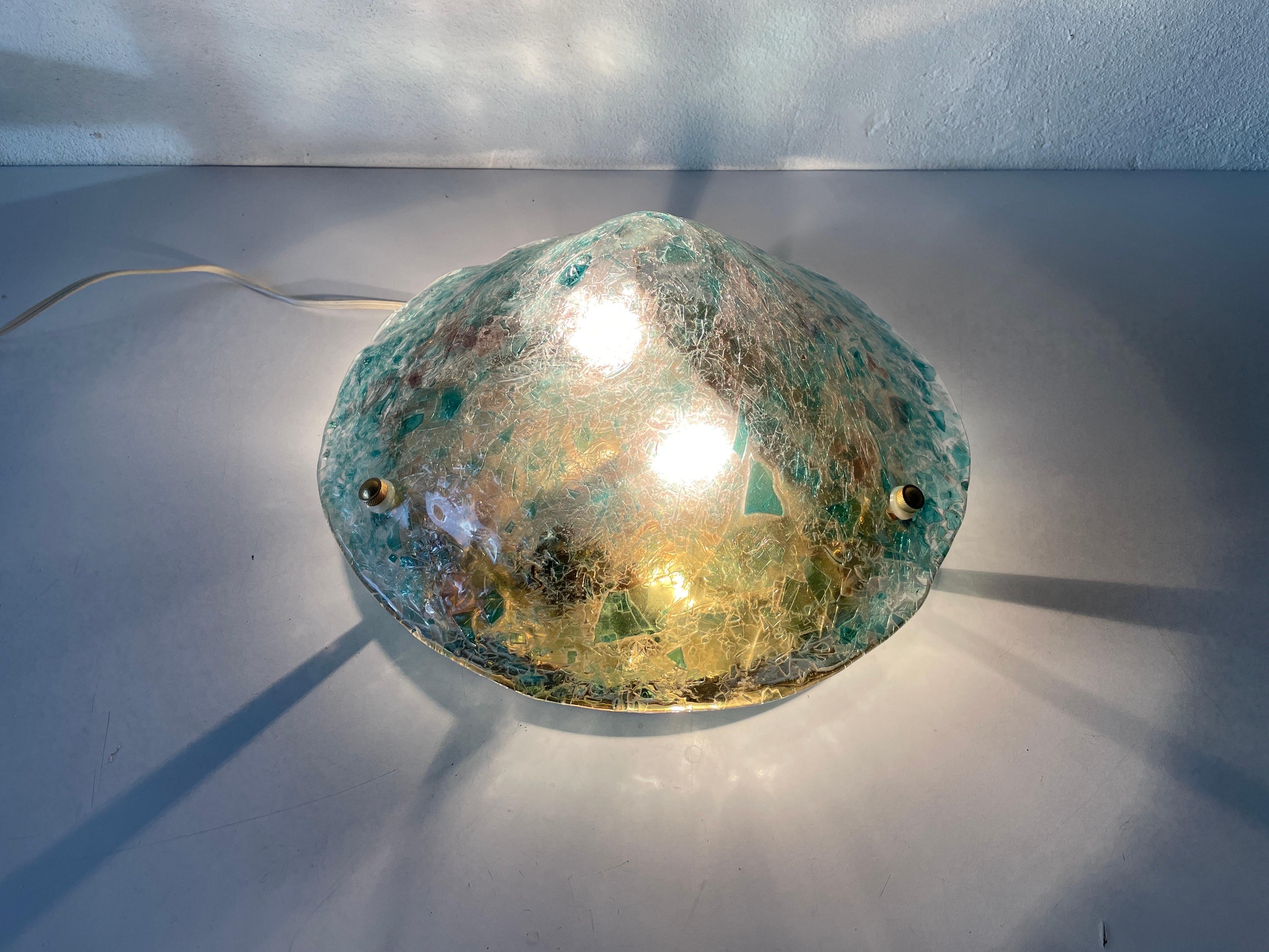 Murano Green Glass Conic Shaped Ceiling Lamp, 1970s, Italy For Sale 2