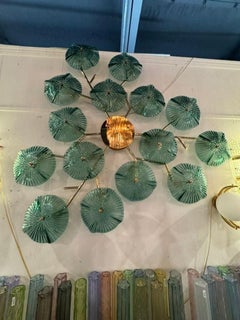 Murano Green Glass Disc Wall Art Sconce