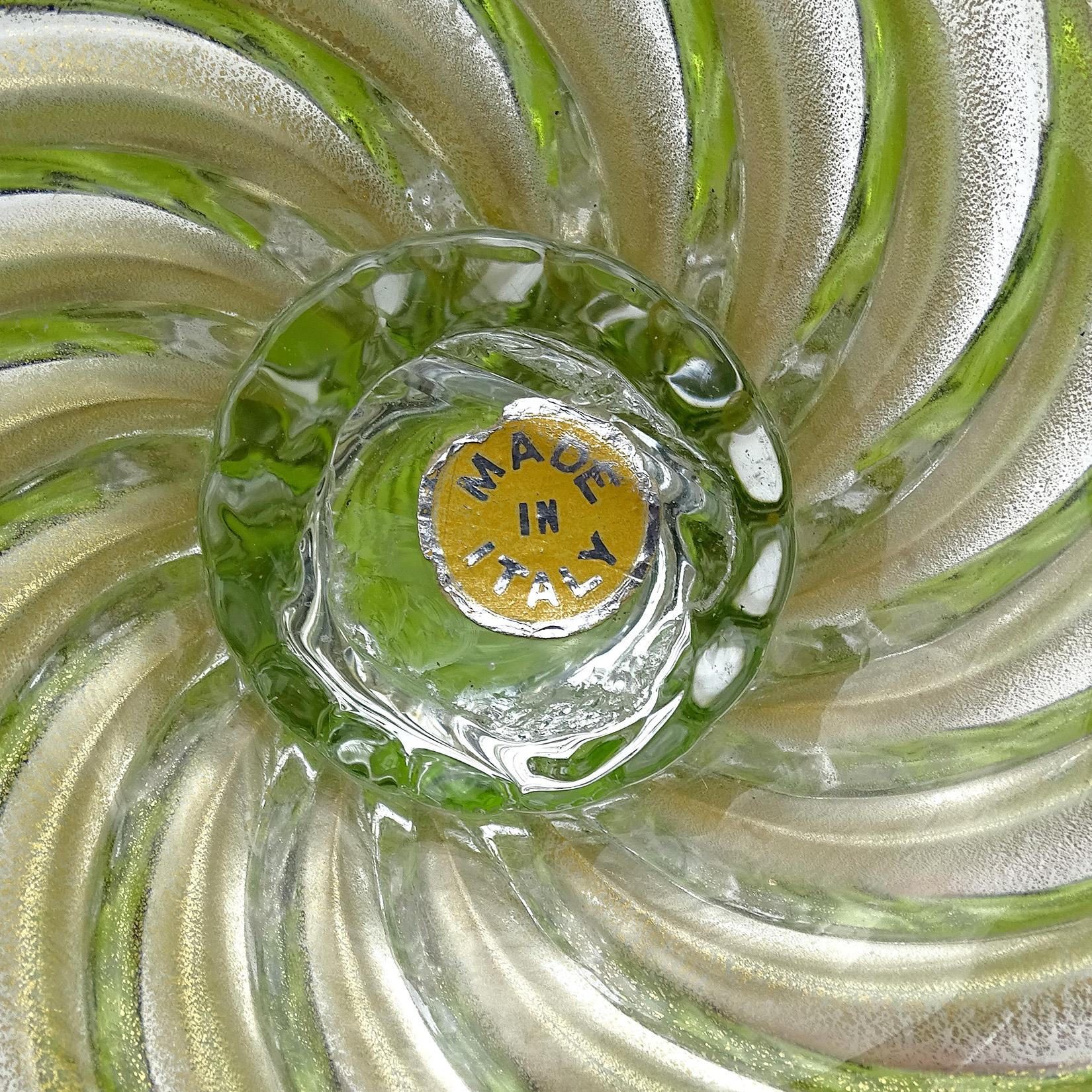 Dekanter mit Dekanter aus italienischem Muranoglas mit grünen Goldflecken und Dekanter, Mitte des Jahrhunderts im Zustand „Gut“ im Angebot in Kissimmee, FL