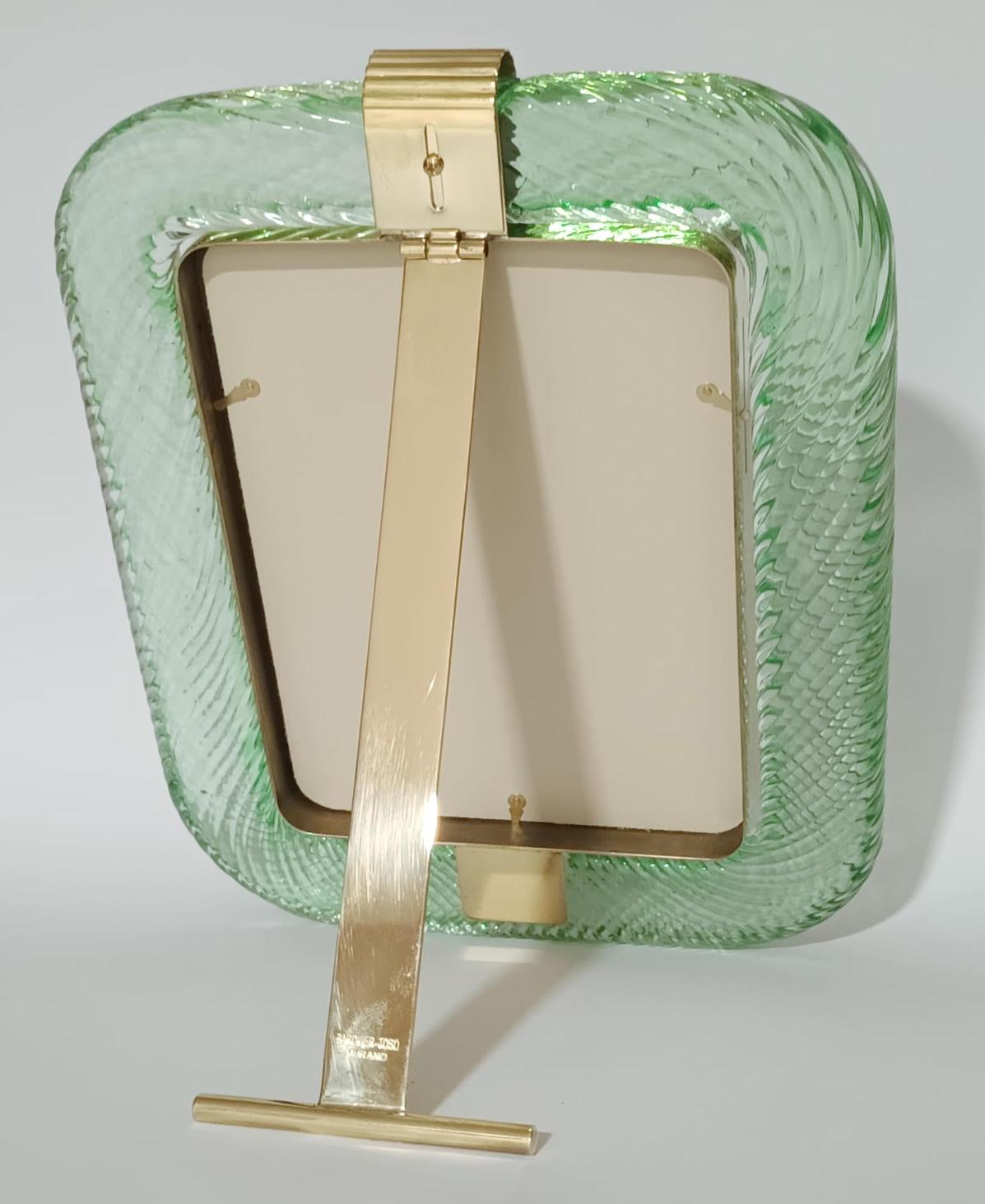 20ième siècle Cadre photo vert de Murano par Barovier e Toso - 3 disponibles en vente