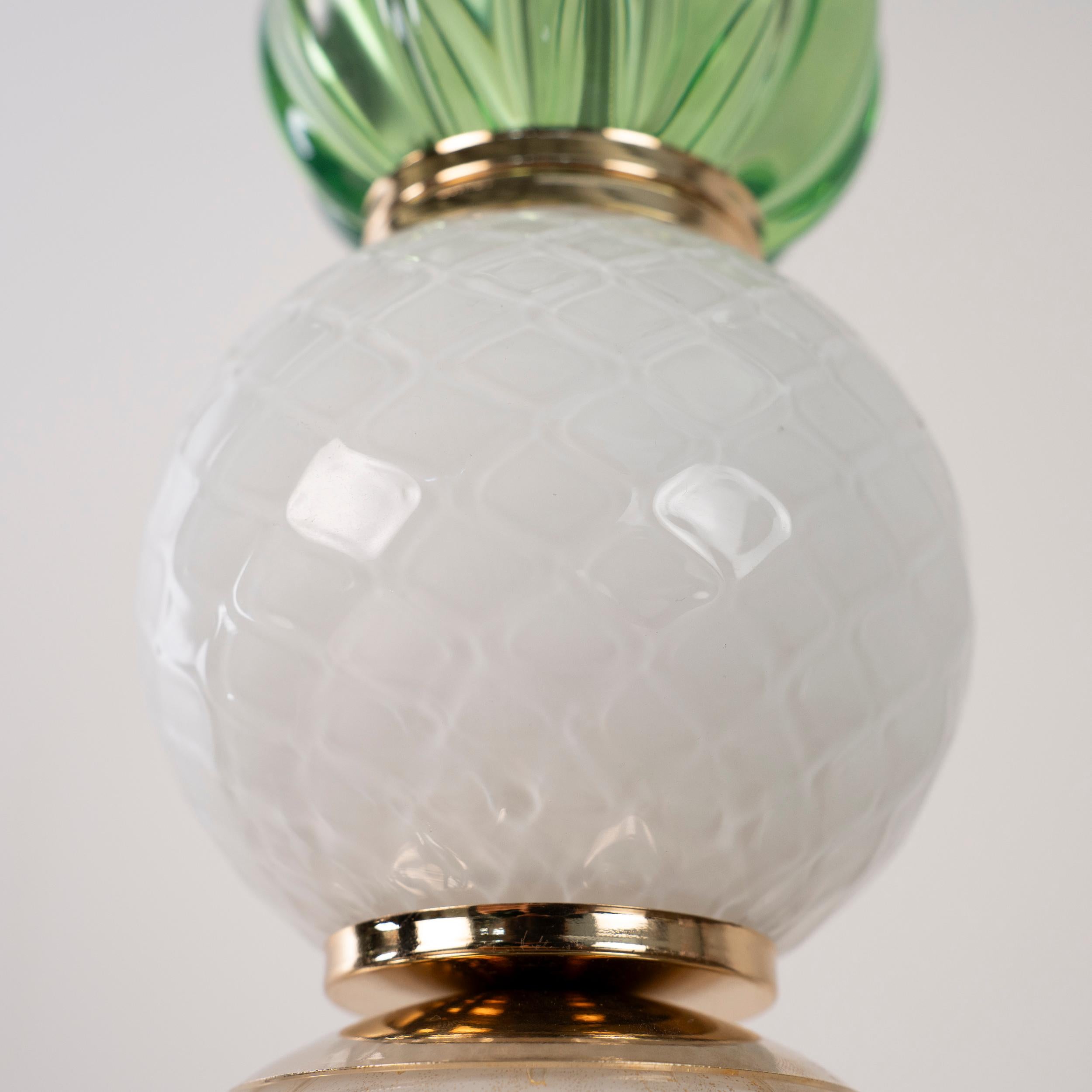 20ième siècle Lampe de table en verre vert blanc or de Murano, Seguso Vintage Made in Italy en stock en vente