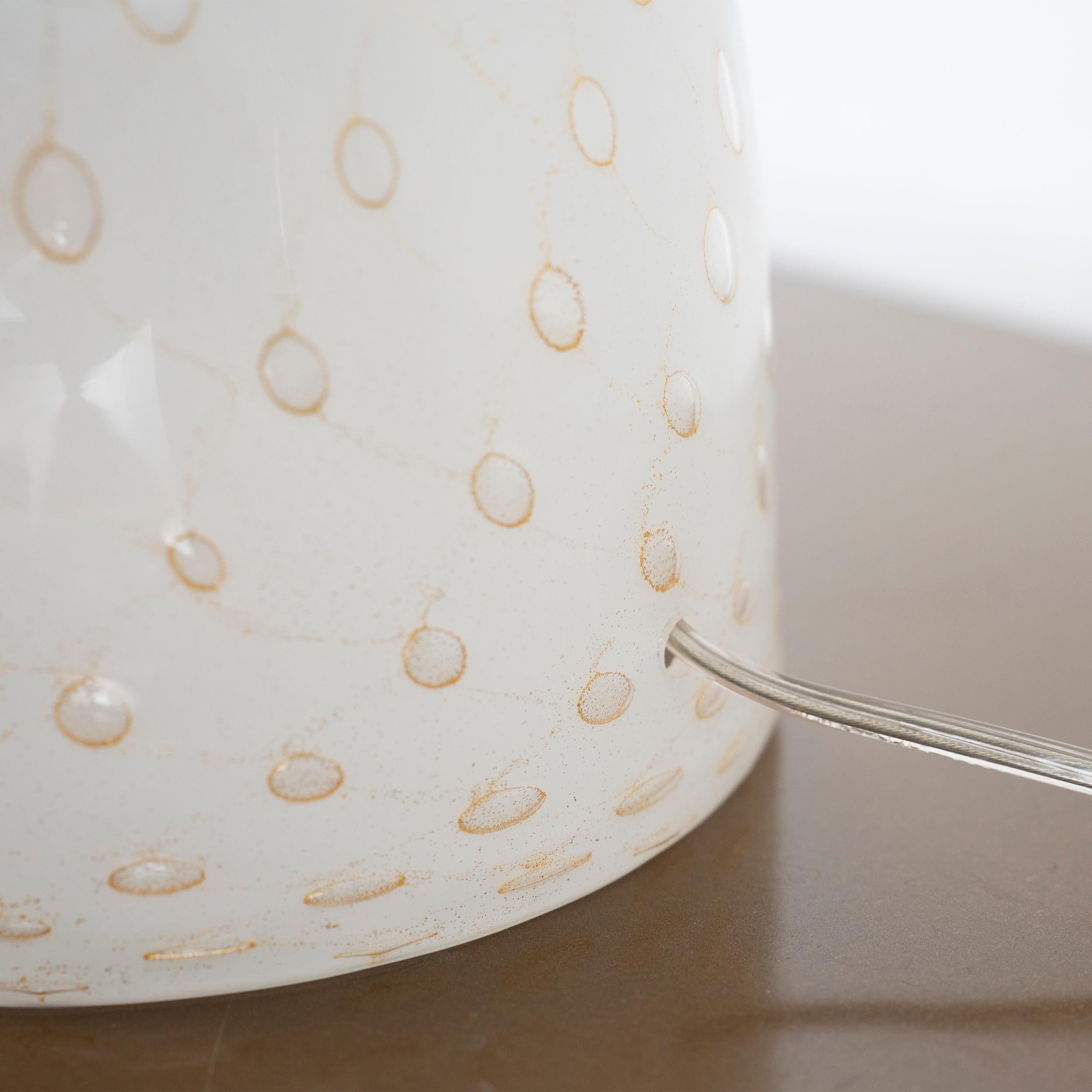 Lampe de table en verre vert blanc or de Murano, Seguso Vintage Made in Italy en stock en vente 1