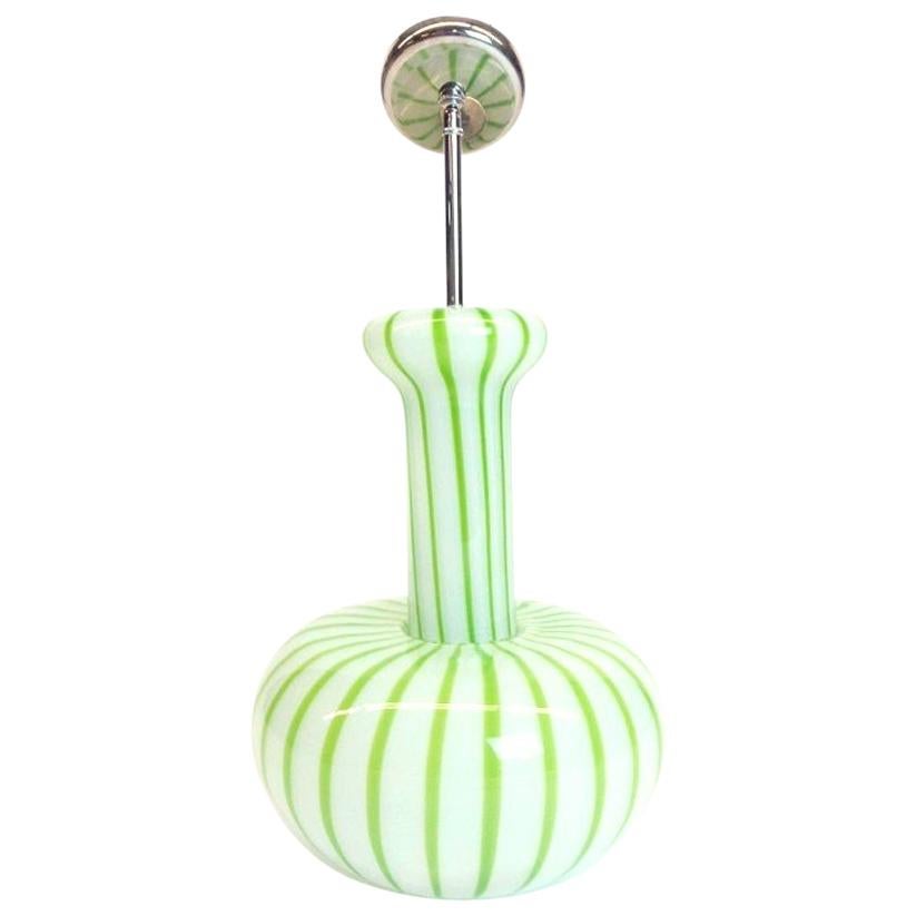 Murano Green & White Swirl Glass Pendant Light Fixture