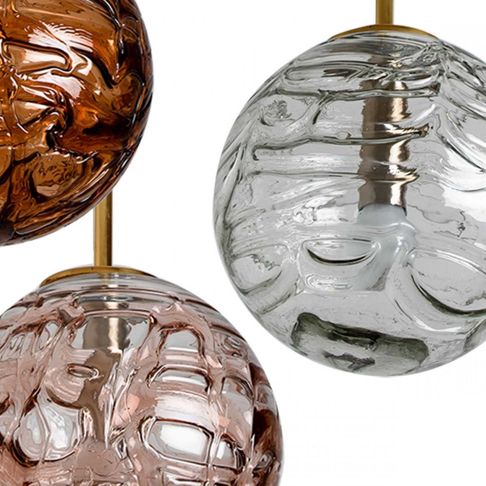 Vetro grigio marrone e rosa di Murano  Lampada a sospensione, anni '60 in vendita 9