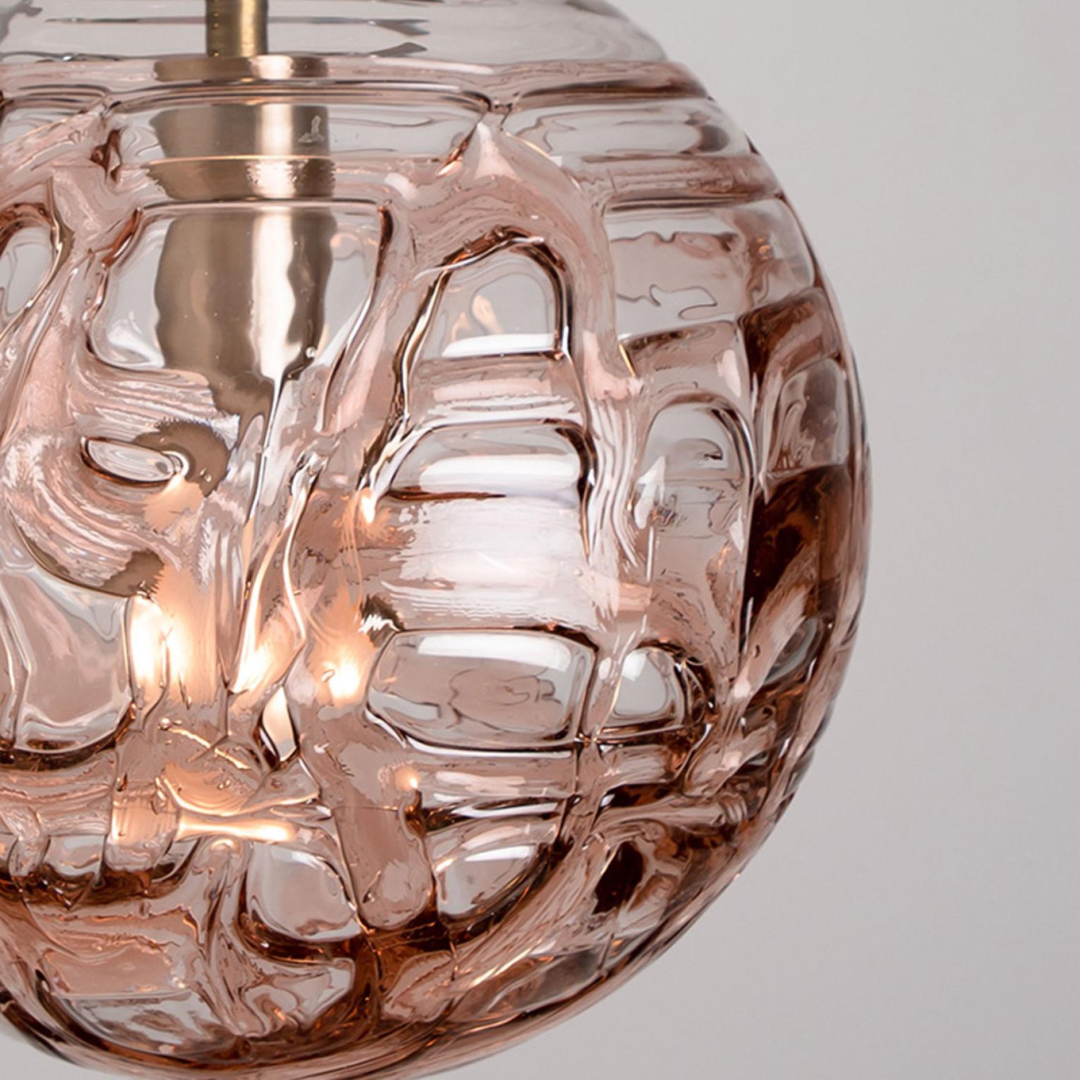 Murano Grey Brown and Rose Glass  Pendant Light, 1960s For Sale 12