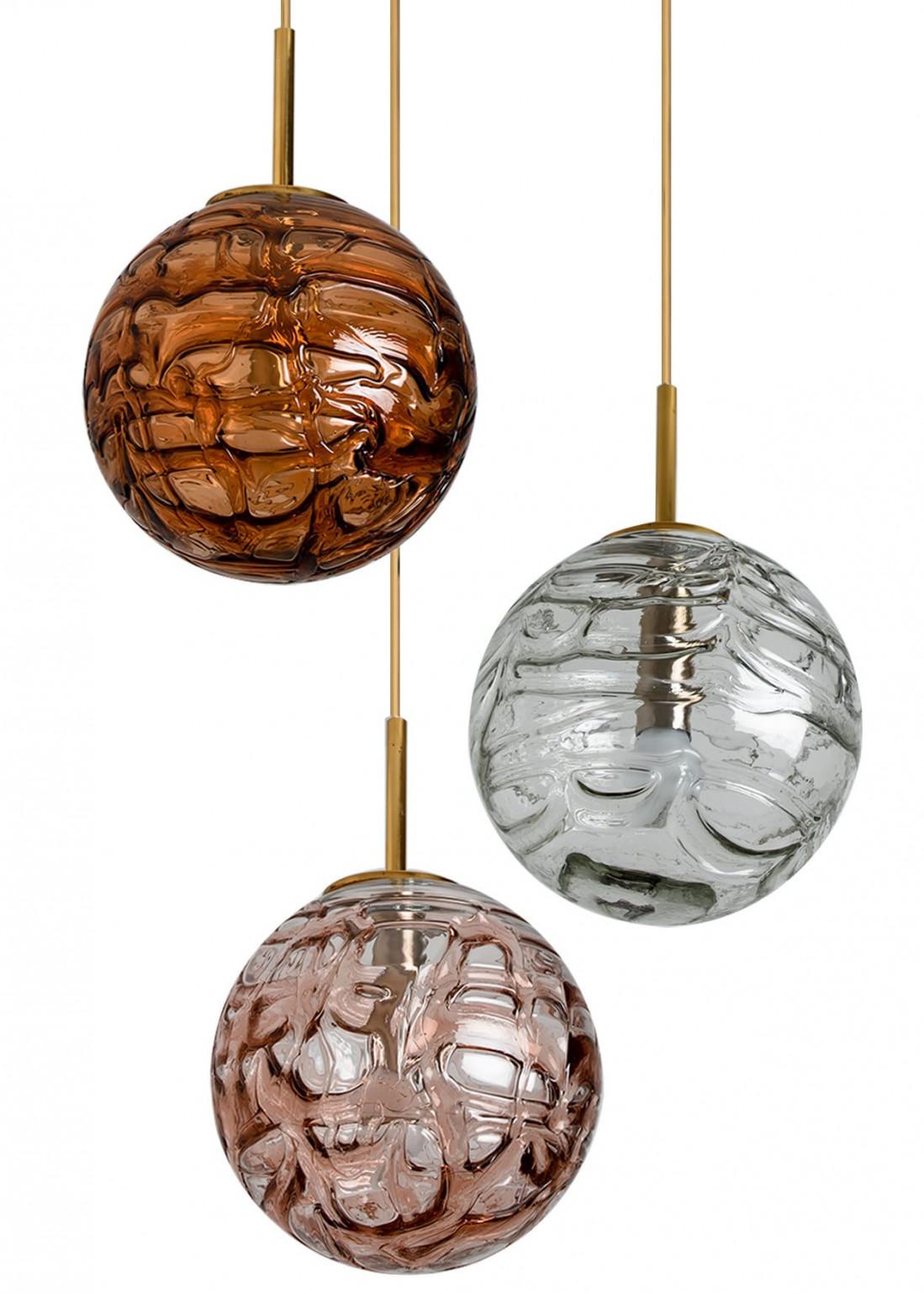 Metà XX secolo Vetro grigio marrone e rosa di Murano  Lampada a sospensione, anni '60 in vendita