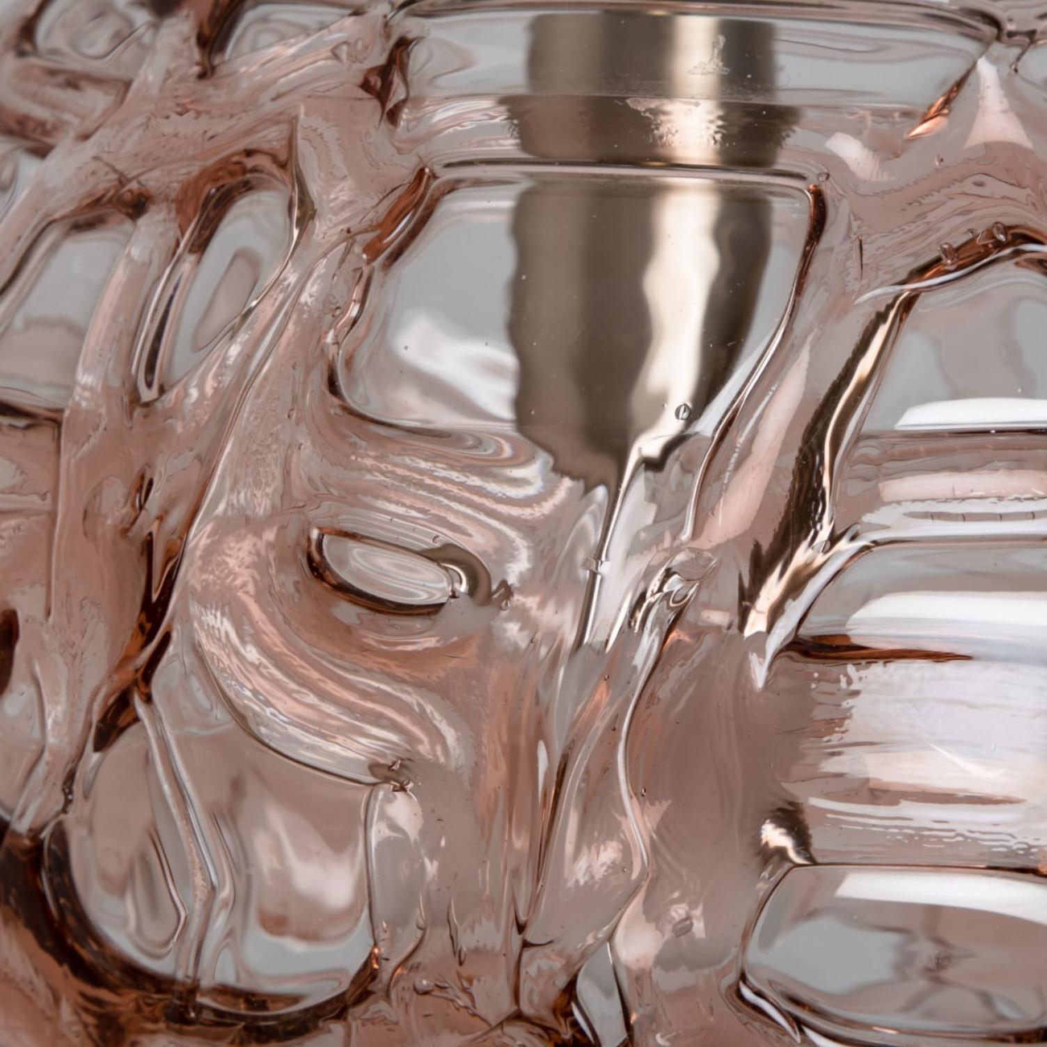 Ottone Vetro grigio marrone e rosa di Murano  Lampada a sospensione, anni '60 in vendita
