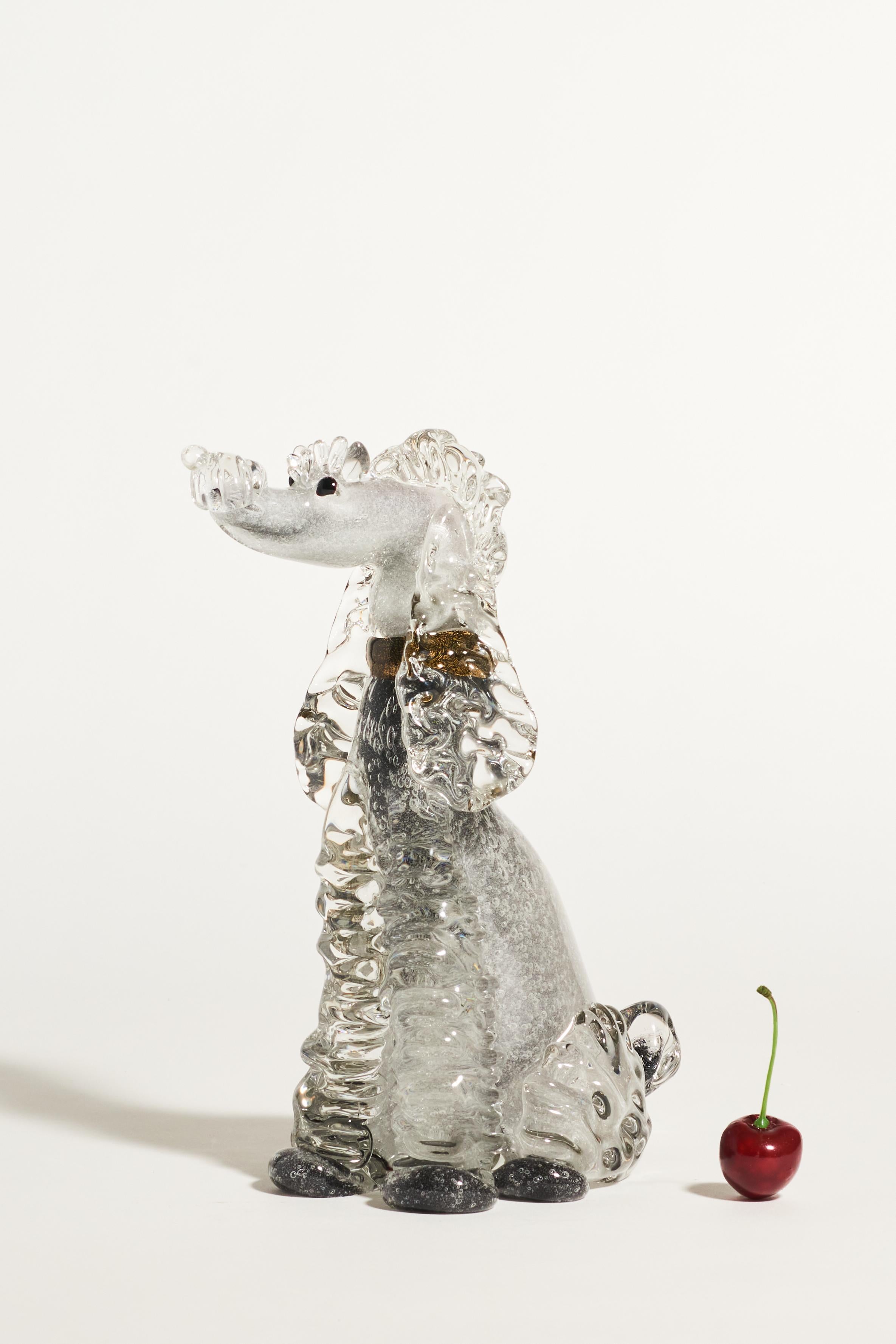 Italian made grey poodle in Murano glass.