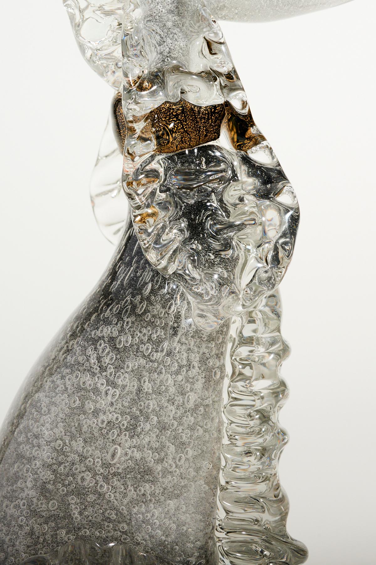 Italian Murano Grey Glass Poodle